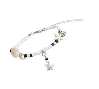 Wdbild Cavigliera con conchiglie intrecciate a mano con perline in resina ispirata alla catena regolabile per gambe gioielli per feste in spiaggia vacanze in spiaggia gioielli per piedi, Misura unica