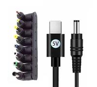 Wdbild Cavo convertitore da USB a DC5521, 5,5 x 2,1 mm, 1 m, include 8 connettori per elettrodomestici e elettronica portatile tipo C convertitore di potenza