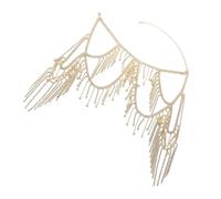 Wdbild Collana da spalla tempestata di cristalli scintillanti, design a più livelli con frange, comoda vestibilità, gioielli per il corpo per festival, catena a tracolla multistrato, Misura unica