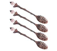 Wdbild Cucchiaio Kirsite con teste di cristallo retrò eleganti disegni antichi per dessert sale caffè tè utensili da cucina robusto elegante cucchiaio da sale Kirsite