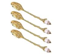 Wdbild Cucchiaio Kirsite con teste di cristallo retrò eleganti disegni antichi per dessert sale caffè tè utensili da cucina robusto elegante cucchiaio da sale Kirsite