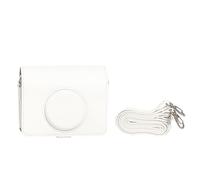 Wdbild Custodia per fotocamera EVO PU borsa leggera e tracolla per fotocamera con tracolla regolabile supporto in pelle e custodia antipolvere, bianco
