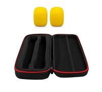 Wdbild Custodia per microfono, doppia scatola da viaggio per microfono portatile, con parabrezza, per karaoke, canto, feste, accessorio per microfono, Giallo