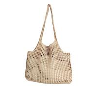 Wdbild Elegante borsa a tracolla con design traforato all'uncinetto borsa a maglia grande borse da spiaggia per donna borsa da viaggio essenziale casual borsa da giorno, cachi, One Size