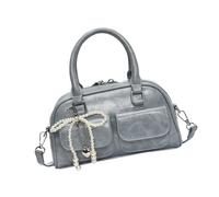 Wdbild Elegante borsa a tracolla con fiocco e borsa a mano pratica borsa a tracolla in PU con spaziosa essenziale organizzata per varie occasioni borsa con ciondolo a fiocco, Blu, One Size
