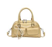Wdbild Elegante borsa a tracolla con fiocco e borsa a mano pratica borsa a tracolla in PU con spaziosa essenziale organizzata per varie occasioni borsa con ciondolo a fiocco, Giallo, One Size