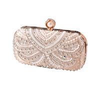 Wdbild Elegante borsa a tracolla da donna, pochette con strass, cinturino a catena da sera, borsa a tracolla da donna, banchetto, elegante catena a tracolla con strass, Champagne, One Size
