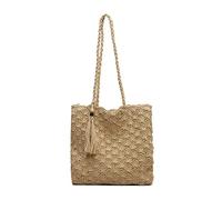 Wdbild Elegante grande borsa da spiaggia in paglia per le donne borsa di totalizzatore tessuta fatta a mano con la borsa, A
