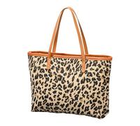 Wdbild Elegante stampa leopardi borse a tracolla per le donne borsa spaziosa borsa da spiaggia viaggio essenziale borsa da vacanza borsa ascellare borsa da spiaggia di grande capacità, Giallo, One