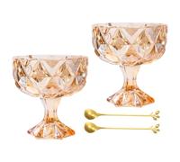 Wdbild Elegante tazza per gelato a stelo alto, in vetro spesso e resistente agli urti, per dessert, servire feste, sala da pranzo, cucina, elegante tazza per gelato con supporto