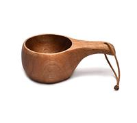 Wdbild Finlandia Kuksa Tazza da caffè portatile con manico in legno di acacia, gancio in corda, tazza da latte, tazza da caffè, bicchieri da latte per adulti, tazza in legno per bere tazza finlandese