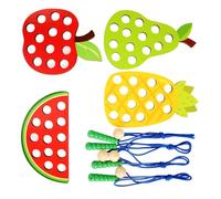 Wdbild Giocattolo naturale a filo di legno con disegno a forma di frutta per bambini in età prescolare e coordinazione della mano, strumento di prescolare