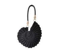 Wdbild Hoboes Borse per donne ragazze conchiglie intrecciate a mano pochette borse borse toted borse da sera da donna borse con manico superiore borse regali conchiglie tessute a mano, Nero , One Size