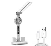 Wdbild Lampada da tavolo innovativa con controllo dei tocchi del ventilatore e batteria ad alta capacità per un clima interno confortevole lampada da tavolo regolabile a luminosità