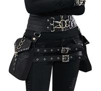 Wdbild Marsupio, unico marsupio alla moda e funzionale, stile gotico, stile punk, per attività all'aperto, Nero , Taglia unica