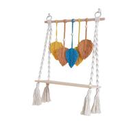 Wdbild Mensola da parete intrecciata a mano con design a foglia colorata, con nappe, mensola sospesa, espositore fatto a mano