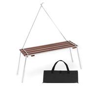 Wdbild Outdoor Camping Rack Tavolo In Acciaio Inox Legno di Faggio Pieghevole Famiglia Rack Piccolo A Forma Tavolo Con Appeso Stand