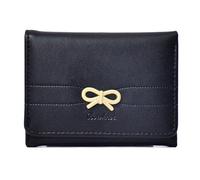 Wdbild Portafoglio, portafogli compatti per le donne a tre pieghe pochette moda PU borse in pelle signore porta carte di credito borsa soldi borse da viaggio, Nero , Taglia unica