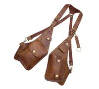 Wdbild Punk Ispirato Unisex Borsa Petto Leggero PU Pelle Accessorio Viaggio Uso quotidiano Tracolla Regolabile Retro Steampunk Avventura All'aperto Borsa Petto, Marrone scuro, One Size
