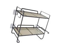 Wdbild Soluzione di archiviazione compatta per il bagno a 2 ripiani in ferro con ripiani aperti e gancio mensola da parete multifunzione per bagno non perforazione rack di stoccaggio