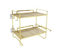 Wdbild Soluzione di archiviazione compatta per il bagno a 2 ripiani in ferro con ripiani aperti e gancio mensola da parete multifunzione per bagno non perforazione rack di stoccaggio