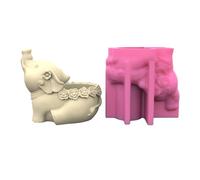 Wdbild Stampo in silicone per vasi di fiori, stampo in silicone per piante grasse, per creare vasi di fiori unici porta piante 3D elefante portacandele stampo in gesso