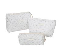 Wdbild Trousse per il trucco, 3 pezzi, trousse da viaggio, set di cosmetici di grande capacità, borse da toilette con stampa floreale, per donne e ragazze, Piccole ciliegie bianche-a03, Taglia unica