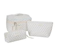 Wdbild Trousse per il trucco, 3 pezzi, trousse da viaggio, set di cosmetici di grande capacità, borse da toilette con stampa floreale, per donne e ragazze, Fiore di riso-a02, Taglia unica