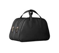 Wdbild Trousse per trucchi, elegante e in poliuretano, da donna, da viaggio, con doppio strato, per uso quotidiano, Nero , 28.2*13.5*16.5cm