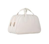 Wdbild Trousse per trucchi, elegante e in poliuretano, da donna, da viaggio, con doppio strato, per uso quotidiano, bianco, 28.2*13.5*16.5cm