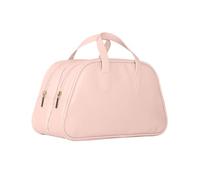 Wdbild Trousse per trucchi, elegante e in poliuretano, da donna, da viaggio, con doppio strato, per uso quotidiano, rosa, 28.2*13.5*16.5cm