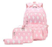 Wdbild Zaino per la scuola, zaino di grande capacità, zaino casual con borsa per il pranzo, set di matite per studenti, rosa, Taglia unica