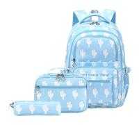 Wdbild Zaino per la scuola, zaino di grande capacità, zaino casual con borsa per il pranzo, set di matite per studenti, Blu, Taglia unica