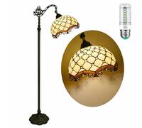 WDBZTJ Lampada da Terra Tiffany 12" con Paralume in Vetro Macchiato Colibrì 48W, Luce Di Lettura, Collo D'oca Regolabile, Lampada da Terra Antica Alta 65" per Soggiorno, Camera da Letto, Ufficio