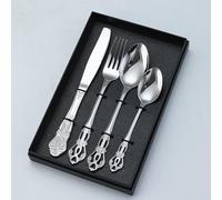 WDCDYQDH Posate da tavola Set di Posate in Argento 32 Pezzi Servizio per 8 Posate Set di Utensili da Cucina in Stile Palazzo Classico retrò Hollow Engrave Kitchenw (Oro (Argento 48 Pezzi per 12)