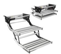 WDDEYYDS Electric Retractable RV Steps with Durable Motor-200kg Capacity,Lightweight Aluminum Alloy,LED Night Guidance,Non-Slip Grooved Surface,for Camper/Trailer/Motorhome DoubleLayer-12V