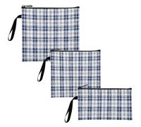 WDdZzyy 3 sacchetti riutilizzabili per snack e sandwich, in stile vintage, a quadretti, a quadri, colore bianco e blu, multiuso, per lavoro, ufficio, viaggi, picnic