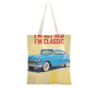WDdZzyy 80s blu auto retrò donna Tote Bag per le donne con tasche con manici riutilizzabile Tote Bag Bulk regalo di nozze