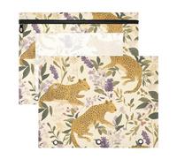 WDdZzyy Animal Jungle Leopard Raccoglitore per matite con tasca a 3 anelli per lettere formato A4, confezione da 2 pezzi, per insegnanti e università