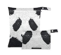 WDdZzyy Animal Panda Print nero bianco prop1 grande borsa bagnata confezione da 2 pezzi essenziali da viaggio per bambino con manici per asilo nido