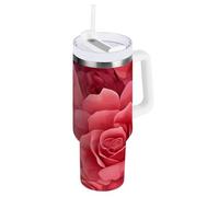 WDdZzyy Arabia Saudita Taif's Rose Beauty Flower Vacuum Coldee Tumbler con cannuccia resistente alle perdite Flip Simpatica bottiglia d'acqua riutilizzabile con manico per acqua, tè freddo o caffè