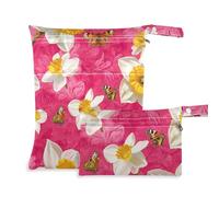 WDdZzyy Art Daffodils Flower Hot Pink Zip Wet Bag Baby 2 Pack Travel Essentials per volare con manici per asilo nido