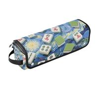 WDdZzyy Art Painting Blue Chinese Mahjong 2 in 1 Strumenti per Capelli Organizer e Tappetino Resistente al Calore con Cerniera Impermeabile Curling Iron Travel Case per Ferro Arricciacapelli Piastra