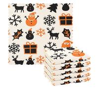 WDdZzyy Asciugamano natalizio in microfibra color ambra arancione nero carino riutilizzabile e lavabile panno per la pulizia dell'auto, confezione da 6