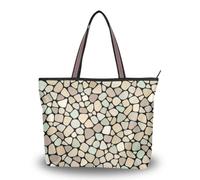 WDdZzyy Astratto Modern Black Earth Tones tessuto di seta con cerniera tote per le donne alla moda borse e borse da donna, Toni astratti moderni della terra nera, Large