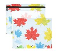 WDdZzyy Astucci colorati con foglie d'acero senza cuciture, multiuso, con 3 fori, per lettere di carta A4, confezione da 2 pezzi, per studenti scolastici, forniture per insegnanti