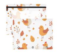 WDdZzyy Astucci per matite autunnali con foglie d'acero, colore beige, con 3 occhielli rinforzati, per lettere formato A4, confezione da 2 pezzi, per insegnanti e ufficio