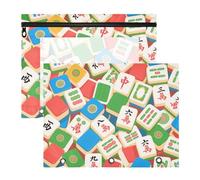 WDdZzyy Astuccio colorato con cartone animato Mahjong trasparente, cartelle tascabili per lettere A4, confezione da 2 articoli per studenti universitari