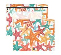 WDdZzyy Astuccio colorato con stella marina bianca con finestra trasparente a 3 fori per raccoglitore a 3 anelli, confezione da 2 per insegnante di ritorno a scuola