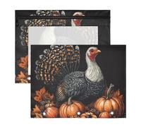 WDdZzyy Astuccio nero con zucca di tacchino e zucca del Ringraziamento, adorabile portapenne per lettere formato A4, confezione da 2 pezzi, per insegnanti di classe